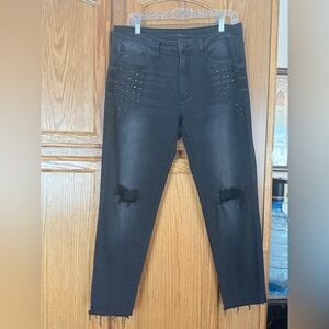 KanCan Black Studded Distressed Skinny Jeans